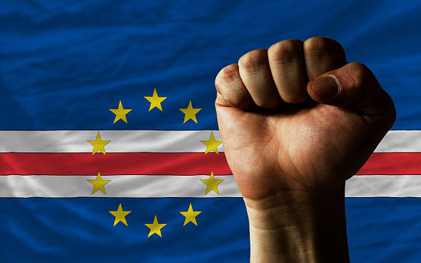 istock Hard fist in front of cape verde flag 465097582