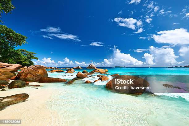 Beautiful Beach At Seychelles Stock Photo - Download Image Now - 2015, Activity, Anse Lazio