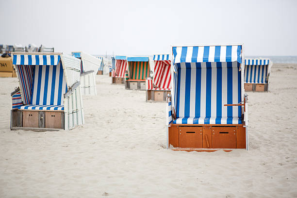 istock Colorful beach chairs with stripes St.Peter Ordi 465100883