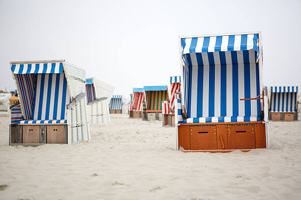 istock Colorful beach chairs with stripes St.Peter Ordi 465101059