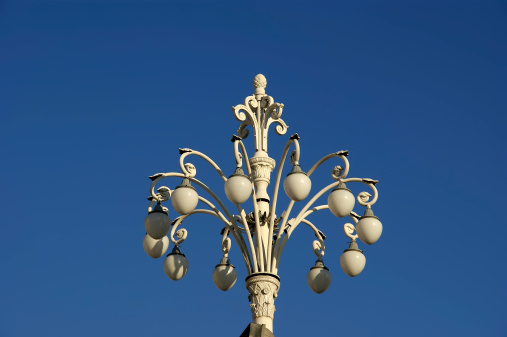 Decorative street lamp in the center of Moscow, Russia