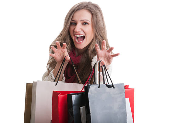 istock Shopping girl acting like a cat 465101284