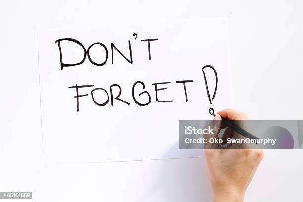 No Olvide Foto de stock y más banco de imágenes de Artículo de papelería - Artículo de papelería, Blanco - Color, Carta - Documento