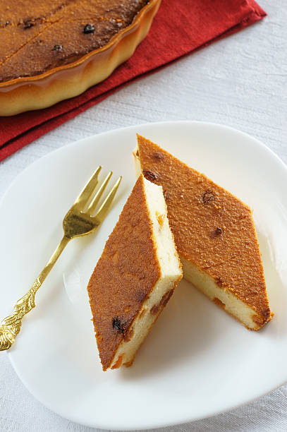 istock Two slices of cheesecake with raisins 465102874