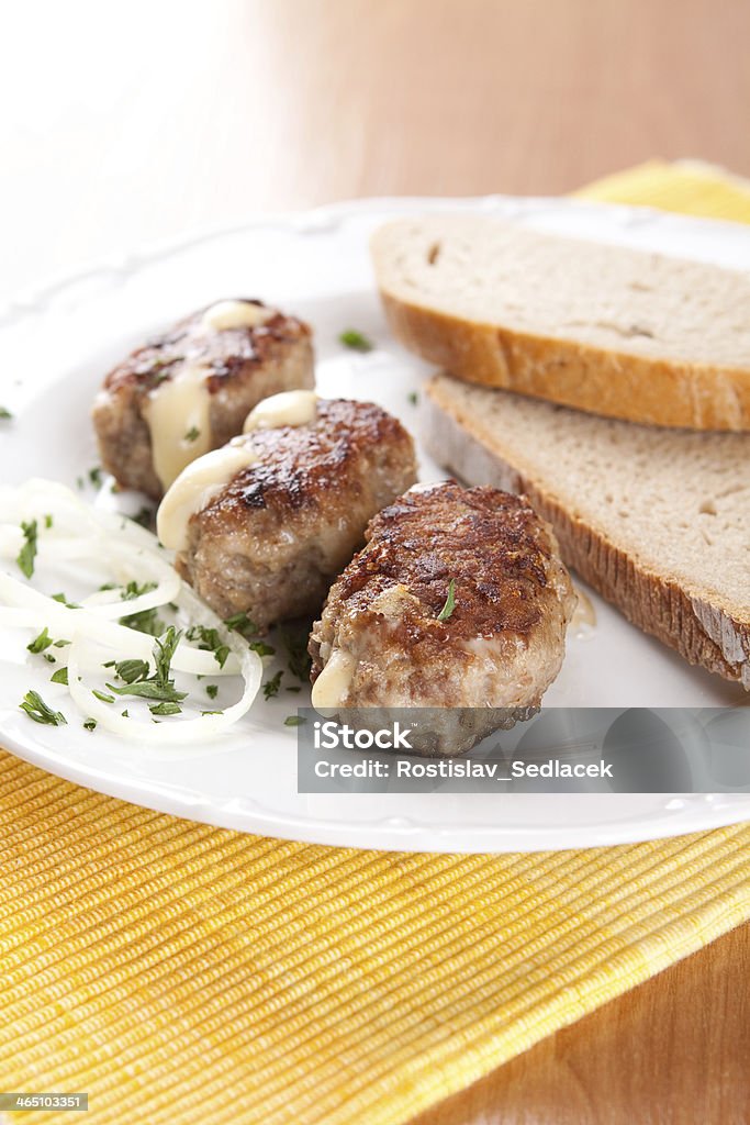 Meat dumplings stuffed with cheese and onion bread Meat dumplings stuffed with cheese and onion bread on table Beef Stock Photo