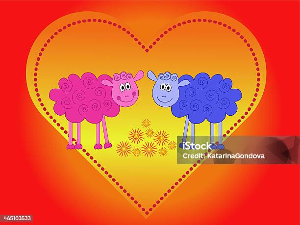 Sheeps In Love Stock Illustration - Download Image Now - Adult, Animal, Blue