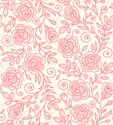 Lace Roses Seamless Pattern.
