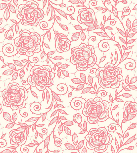 Lace Roses Seamless Pattern Stock Illustration - Download Image Now - Rose  - Flower, Pattern, Floral Pattern - iStock