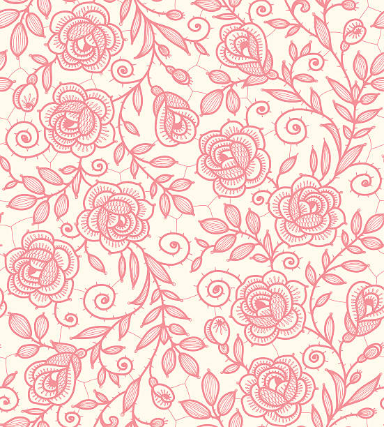 Lace Roses Seamless Pattern. vector art illustration