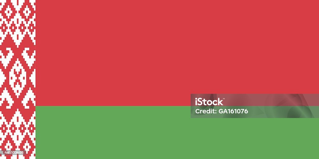 Flag of Belarus Flag of Belarus - A horizontal bicolor of red over green in a 2:1 ratio, with a red ornamental pattern on a white vertical stripe at the hoist. 2015 stock vector