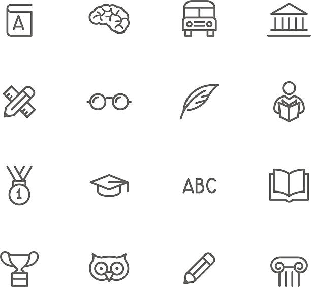 набор иконок, образования - text animal owl icon set stock illustrations