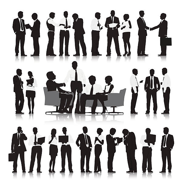 제티드 비즈니스 지방공단 - business person silhouette back lit business stock illustrations