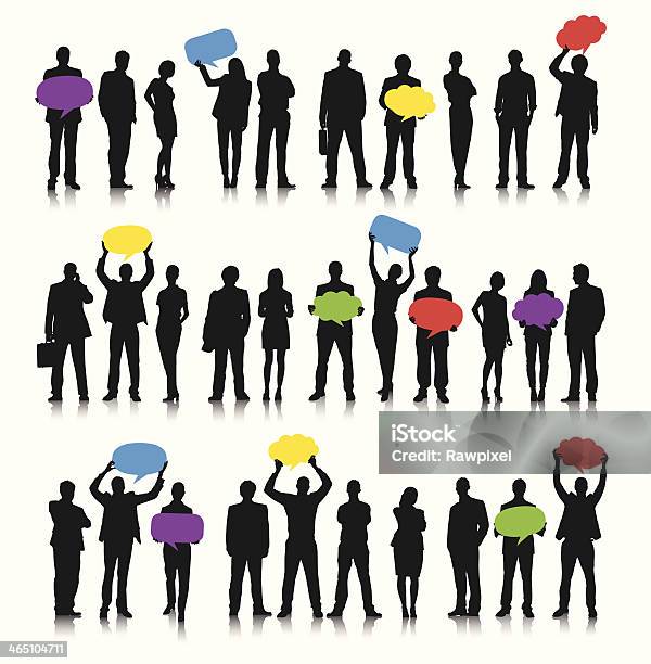 Business People Social Networking With Speech Bubbles Stock Illustration - Download Image Now