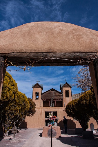 Old abode mission church at Chimayo, Northern New Mexico
