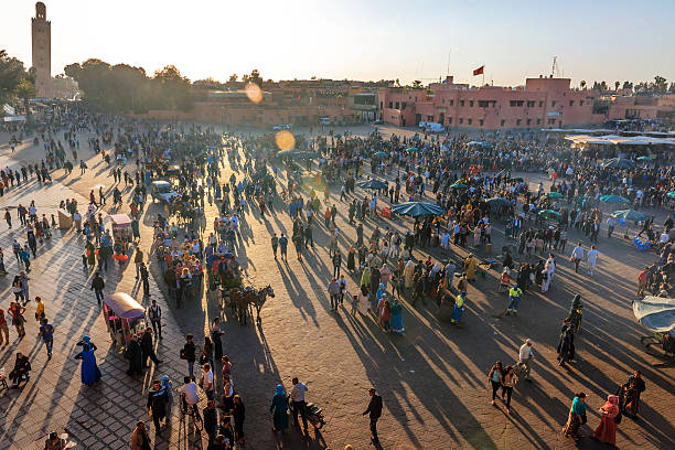 istock Evening Djemaa El Fna Square with Koutoubia Mosque, Marrakech, Morocco 465105206