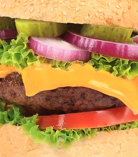 istock Close up of big tasty hamburger. 465107575