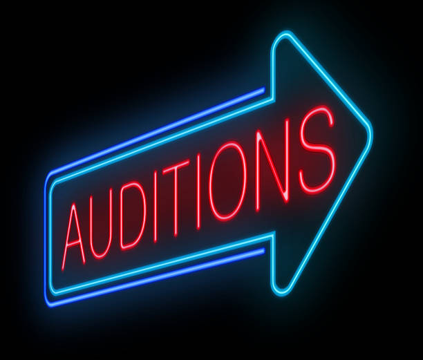 Neon auditions sign. Illustration depicting an illuminated neon auditions sign. audition photos stock pictures, royalty-free photos & images