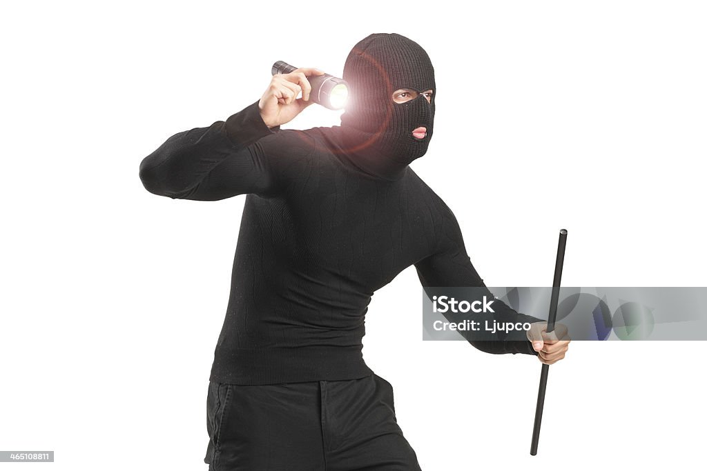 Robber Appearance Robber With Robbery Mask Holding A Flashlight Stock Photo - Download ...