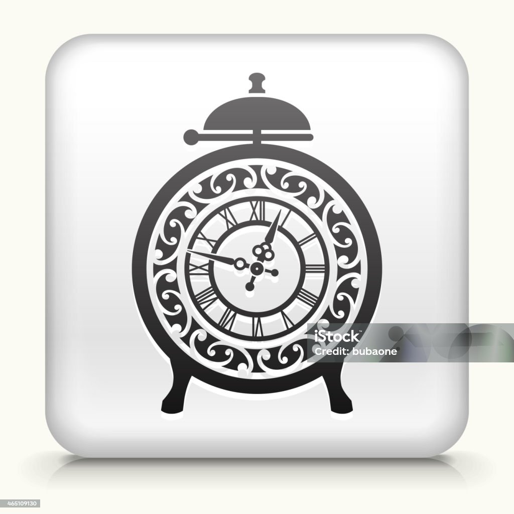 Square Button with Clock royalty free vector art White Square Button with Clock Icon 2015 stock vector