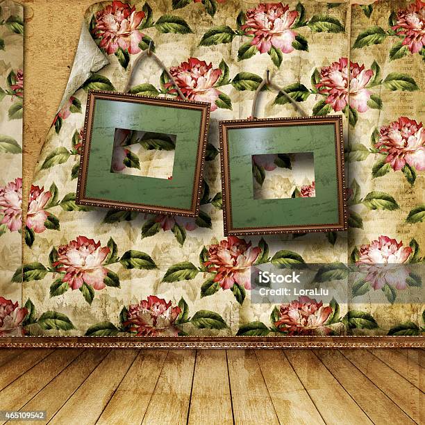 Interior Of Old Room With The Former Remains Of Luxury Stock Photo - Download Image Now