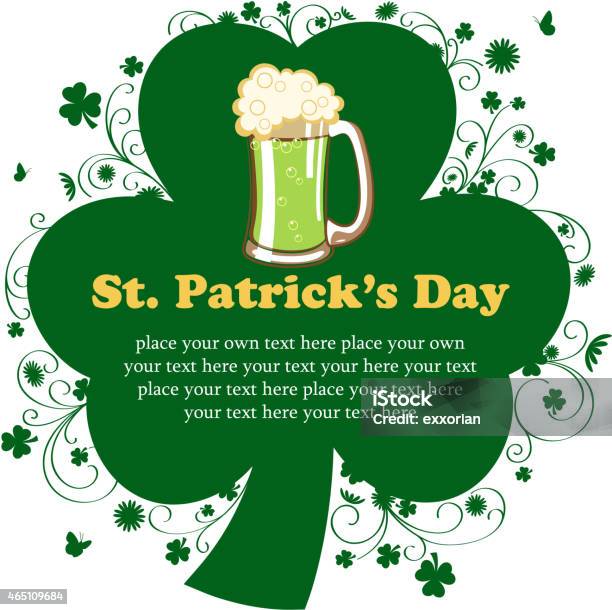 St Patricks Day Clover Leaf Notice Stock Illustration - Download Image Now - 2015, Alcohol - Drink, Beer - Alcohol