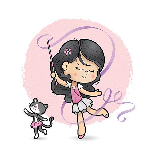 Ballerina girl vector art illustration