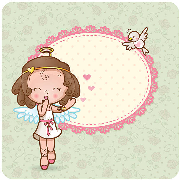 ilustrações de stock, clip art, desenhos animados e ícones de cupido de rapariga - doily heart shape animal heart valentines day