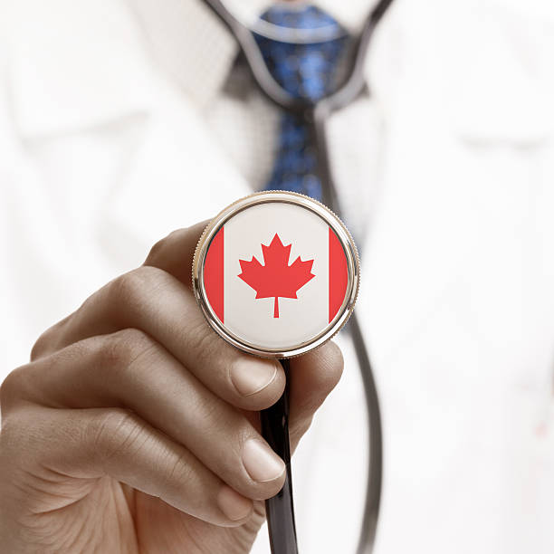 Stethoscope with national flag conceptual series - Canada stock photo