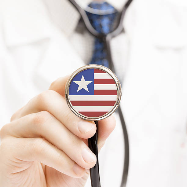 istock National flag on stethoscope conceptual series - Liberia 465113524