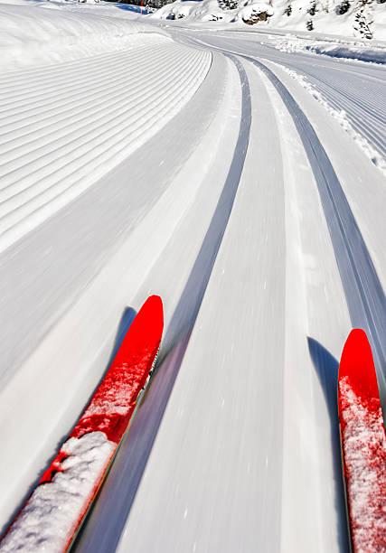 istock Cross country skiing action from moving camera 465114462