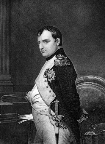 Napoleon Bonaparte (1769-1821) on engraving from 1873. Emperor of France. One of the most brilliant individuals in history, a masterful soldier, an unequaled grand tactician and a superb administrator. Engraved by unknown artist and published in ''Portrait Gallery of Eminent Men and Women with Biographies'',USA,1873.
