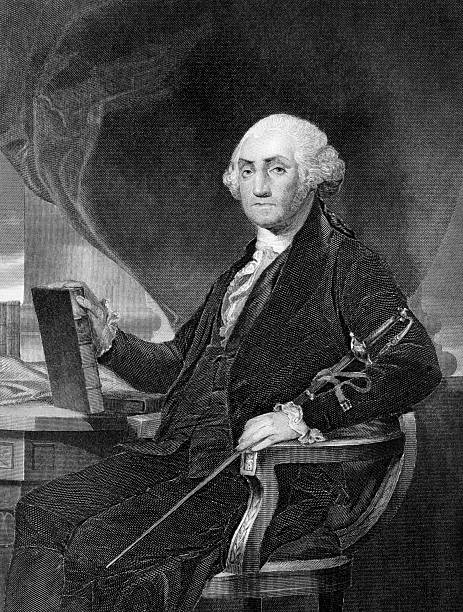 George Washington George Washington (1731-1799) on engraving from 1859. First President of the U.S.A. during 1789-1797  and commander of the Continental Army in the American Revolutionary War during 1775-1783. Considered as Father of his country. Engraved by unknown artist and published in ''Portrait Gallery of Eminent Men and Women with Biographies'',USA,1873. george washington photos stock illustrations