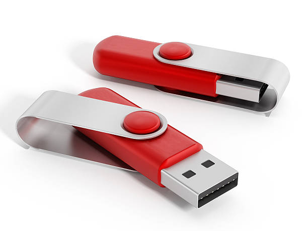 red pamięci usb - usb flash drive usb cable isolated close up zdjęcia i obrazy z banku zdjęć