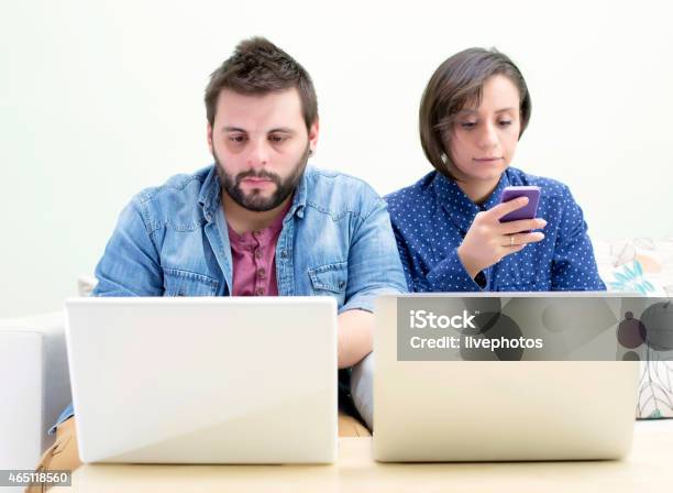 Couple Apathy Stock Photo - Download Image Now - Worried, Preparation, Tax