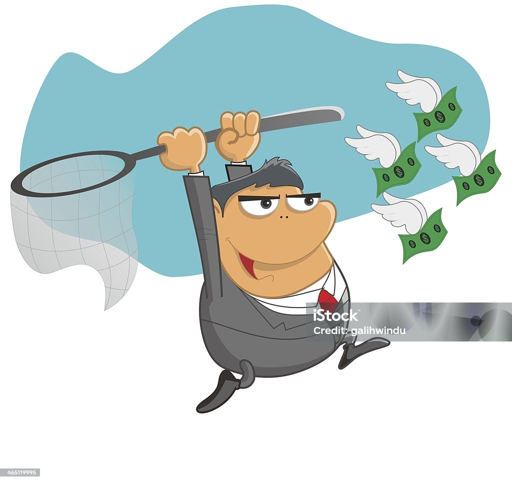flying money catch a fly with a net cash Jackpot stock illustration