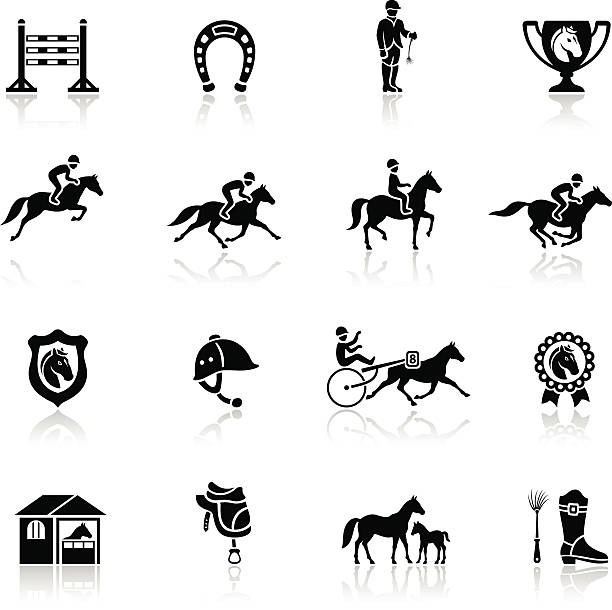 ilustraciones, imágenes clip art, dibujos animados e iconos de stock de icono de carreras de caballos - colts