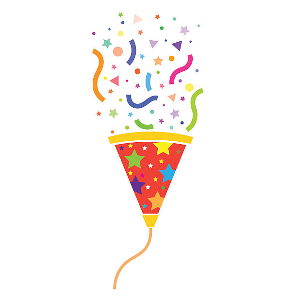 Vector image of a Party Popper shooting it's streamers popper party  party popper stock illustrations