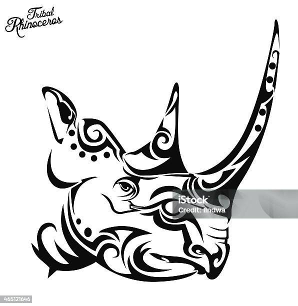Tribal Rhino Stock Illustration - Download Image Now - 2015, Animal, Illustration