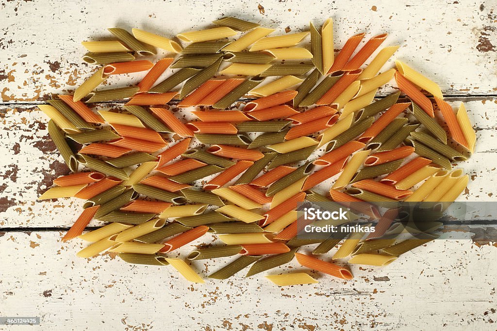 Pasta Penne Rigate Tri Color Colors Stock Photo