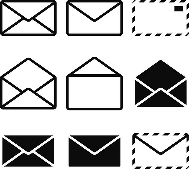 Envelope Icon Envelope Icon Isolated on white background. Set. Illustration. Vector EPS10 file. envelope stock illustrations
