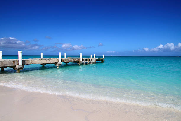 istock Deck on the beach of Turk and Caicos island. 465125929