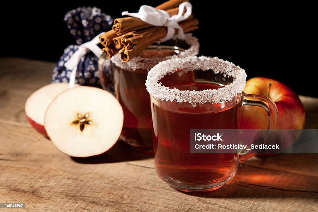 Two glass of mulled wine Two glass of mulled wine and apple Anise Stock Photo