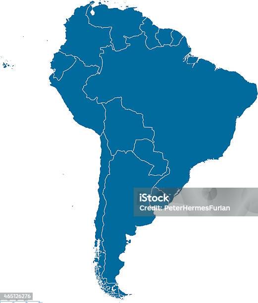 South America Map Outline Stock Illustration - Download Image Now - 2015, Argentina, Atlantic Ocean