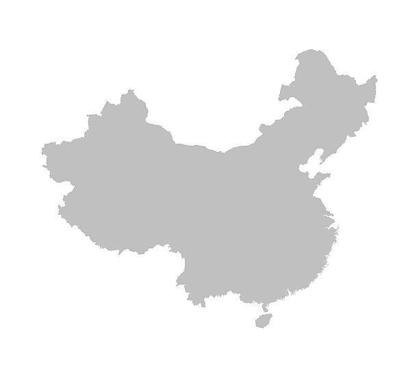 серая карта китая - china stock illustrations