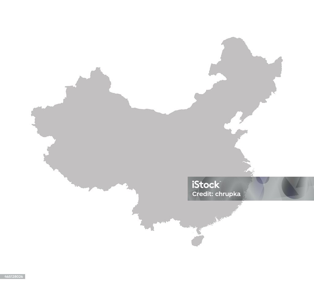 grey map of China detailed vector map of China China - East Asia stock vector