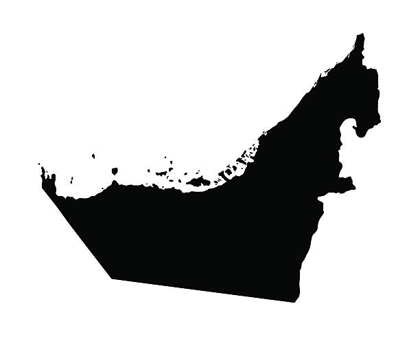 illustrazioni stock, clip art, cartoni animati e icone di tendenza di nero mappa degli emirati arabi uniti - emirati arabi uniti