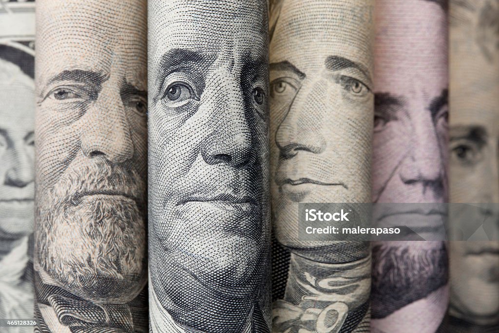 Portraits of U.S. presidents on dollar bills Portraits of U.S. presidents on dollar bills. US Paper Currency Stock Photo