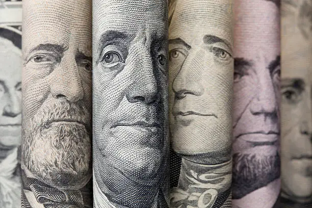 Photo of Portraits of U.S. presidents on dollar bills