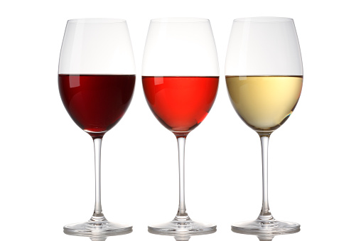 Wine glasses with reflection on glass.  High quality.