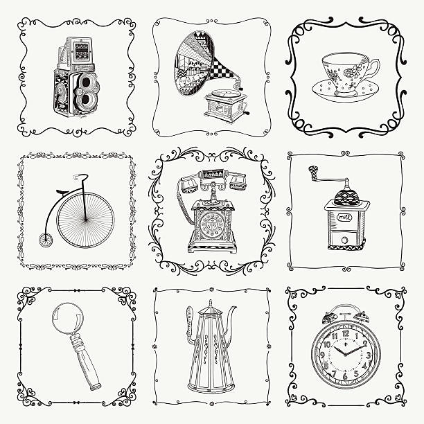 ilustrações de stock, clip art, desenhos animados e ícones de vintage ícones e molduras - foliate pattern audio